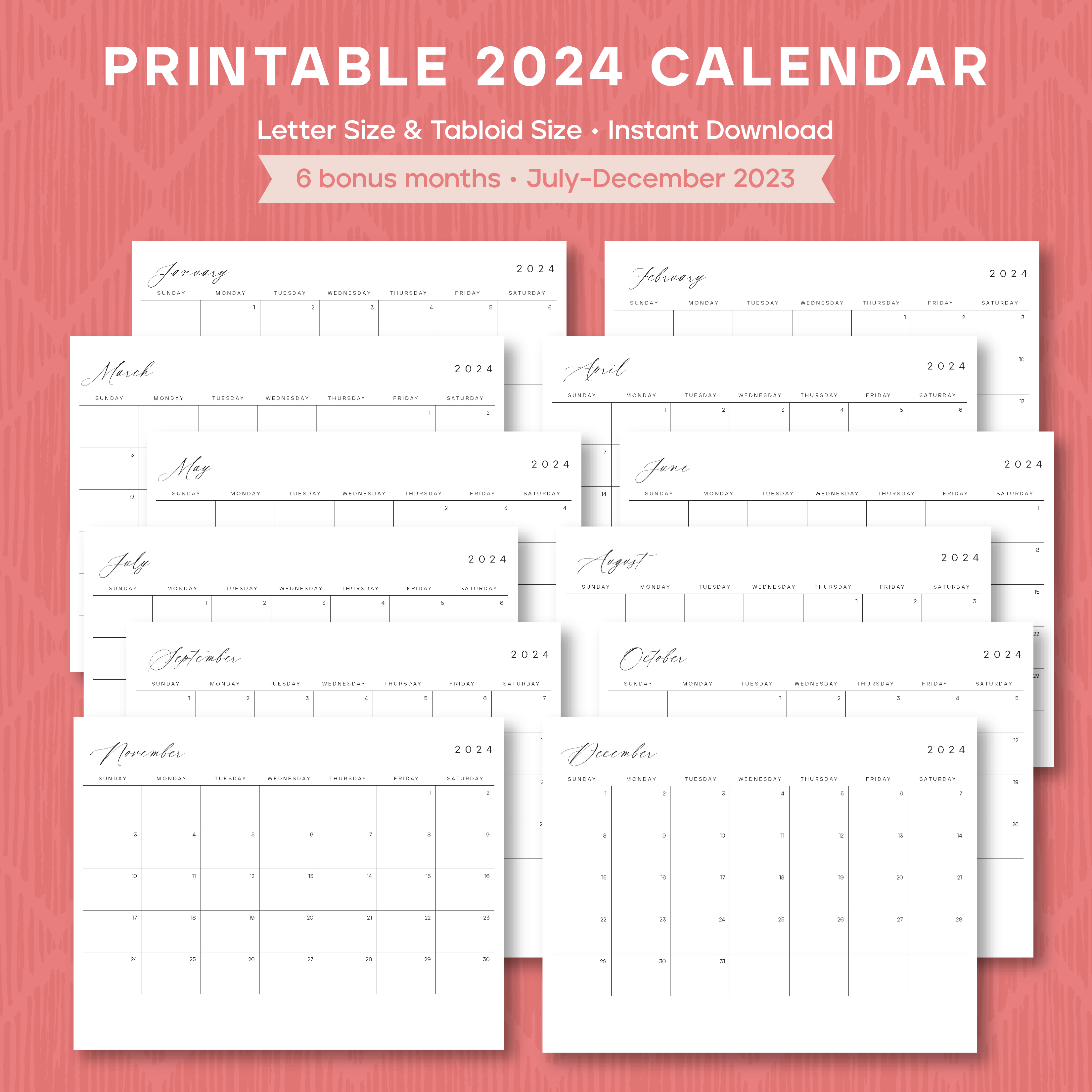 Printable 2024 Calendar + Jul–dec 2023 – Van Gerpen Design